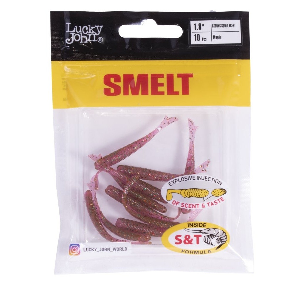 Силиконовая приманка Lucky John Smelt 1.8in 46 мм 10 шт S14 Pro Series  140226-S14 — крупный план
	                                    2