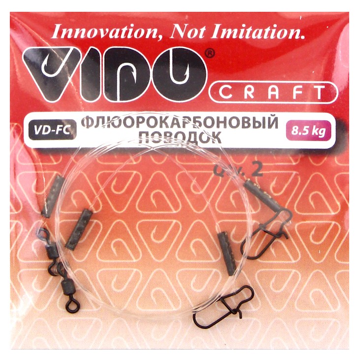Поводок Vido Craft Флюрокарбоновый 30 см 8,5 кг  0,4 мм  2 шт   VD-FC-040-8,5-30 — крупный план
	                                    1