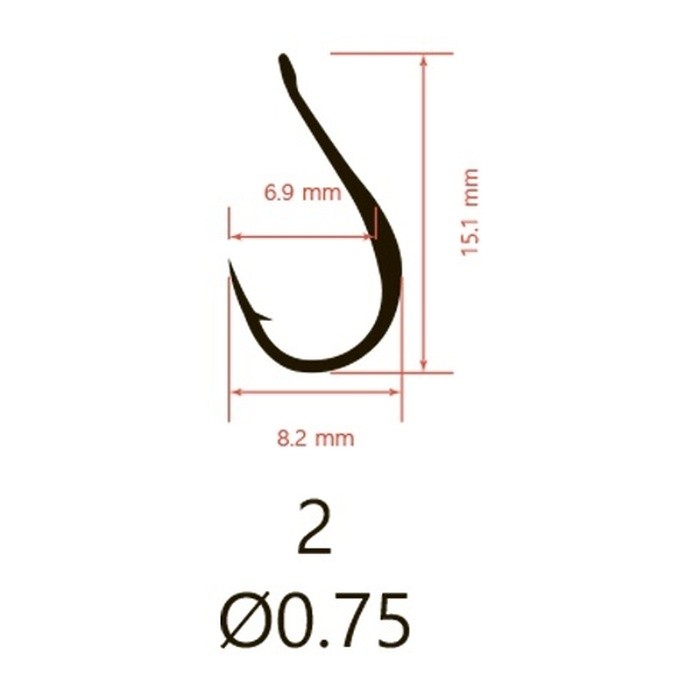 Крючок Одинарный Saikyo KH-10062 Chinu Douski №2 10 шт Ni   KH-10062NI2-10 — крупный план
	                                    2