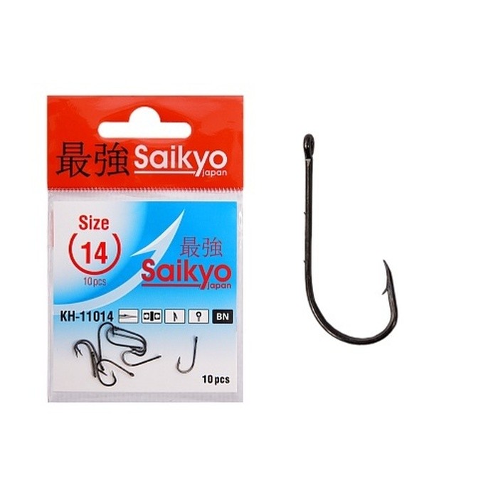 Крючок Одинарный Saikyo KH-11014 Bait Holder №14 10 шт BN   KH-11014BN14-10 — характеристики,  особенности конструкции