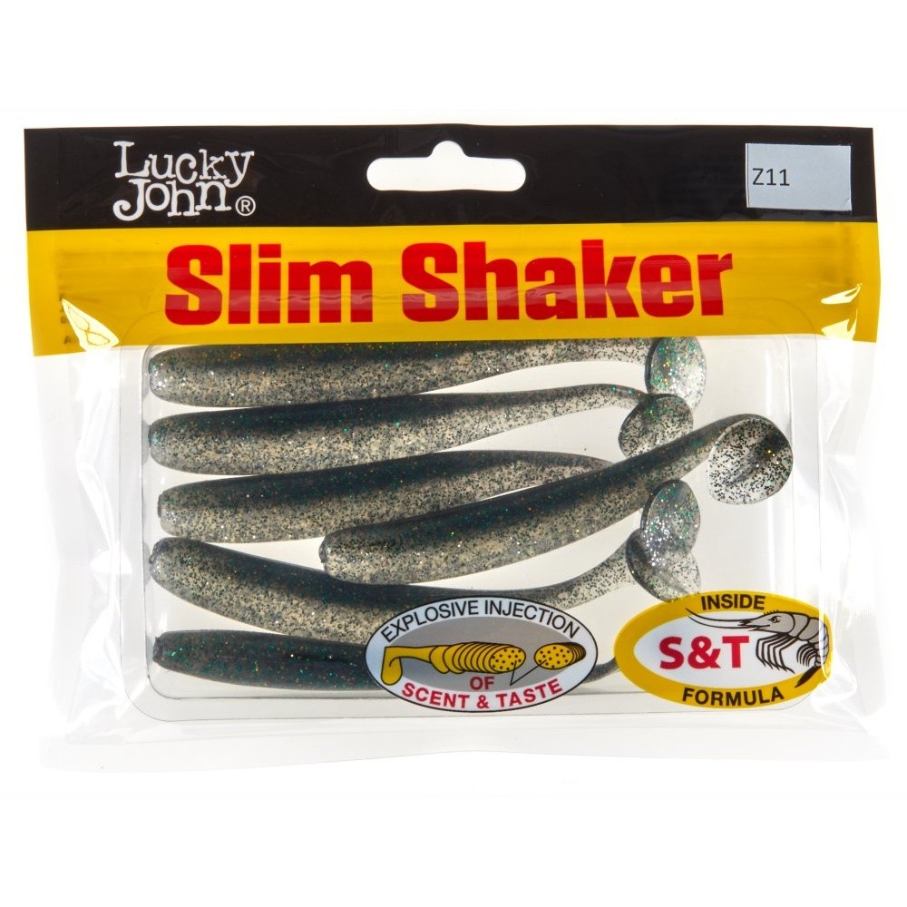 Силиконовая приманка Lucky John Slim Shaker 4in 100 мм 6 шт Z11 Pro Series  140183-Z11 — крупный план
	                                    2