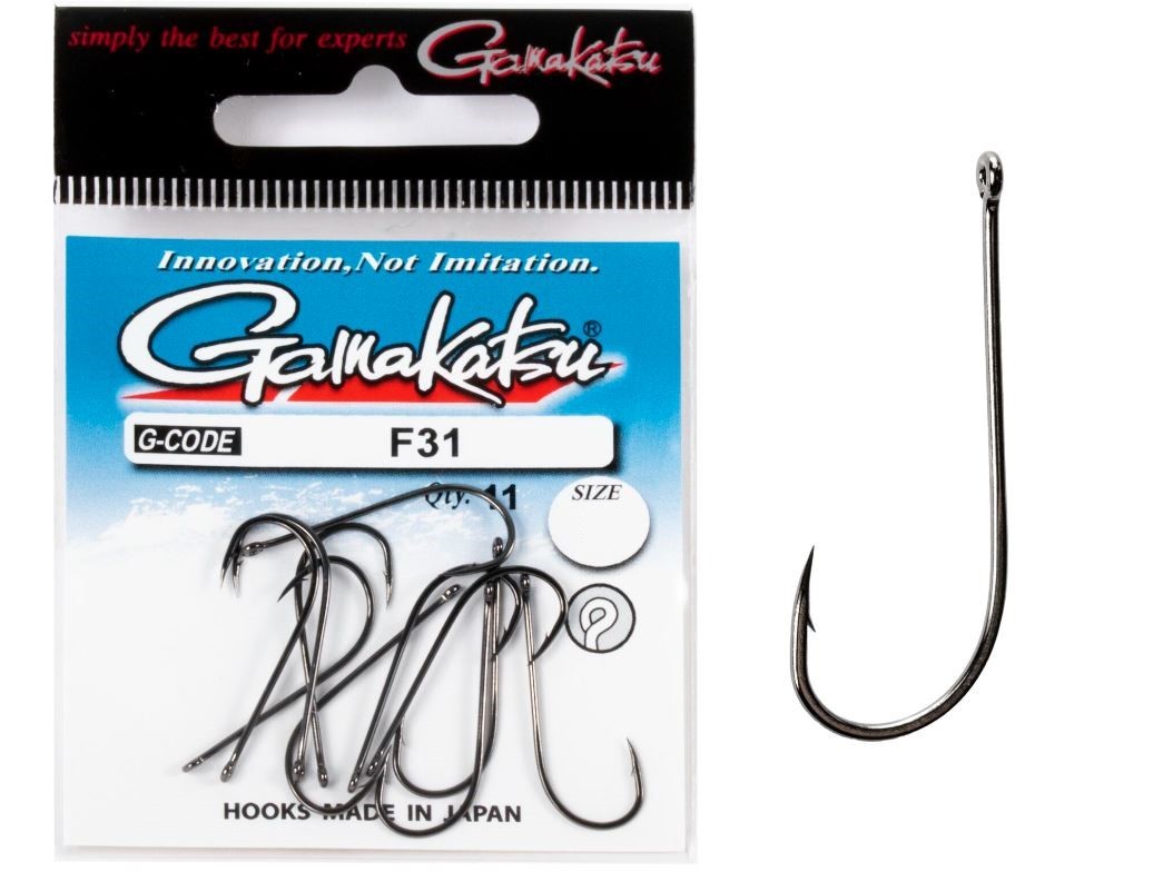 Крючок Одинарный Gamakatsu F31 New Label Hooks Black №8 12 шт    185136-008 — крупный план
	                                    1