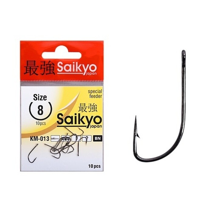 Крючок Одинарный Saikyo KM-013 Reliable Feeder №8 10 шт BN   KM-013BN8-10 — характеристики,  особенности конструкции