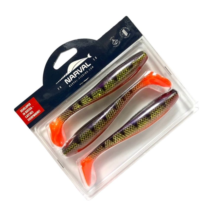 Силиконовая приманка Narval Choppy Tail 16 160 мм 3 шт 020-Magic Perch   NVCT16020 — крупный план
	                                    1