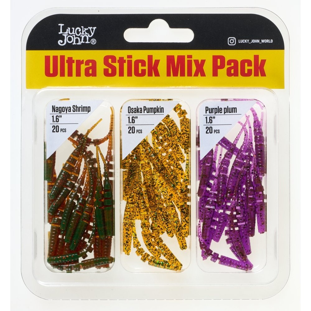 Силиконовая приманка Lucky John Ultra Stick 1.6in 42 мм 60 шт MIX1 Pro Series  140229-MIX1 — крупный план
	                                    1