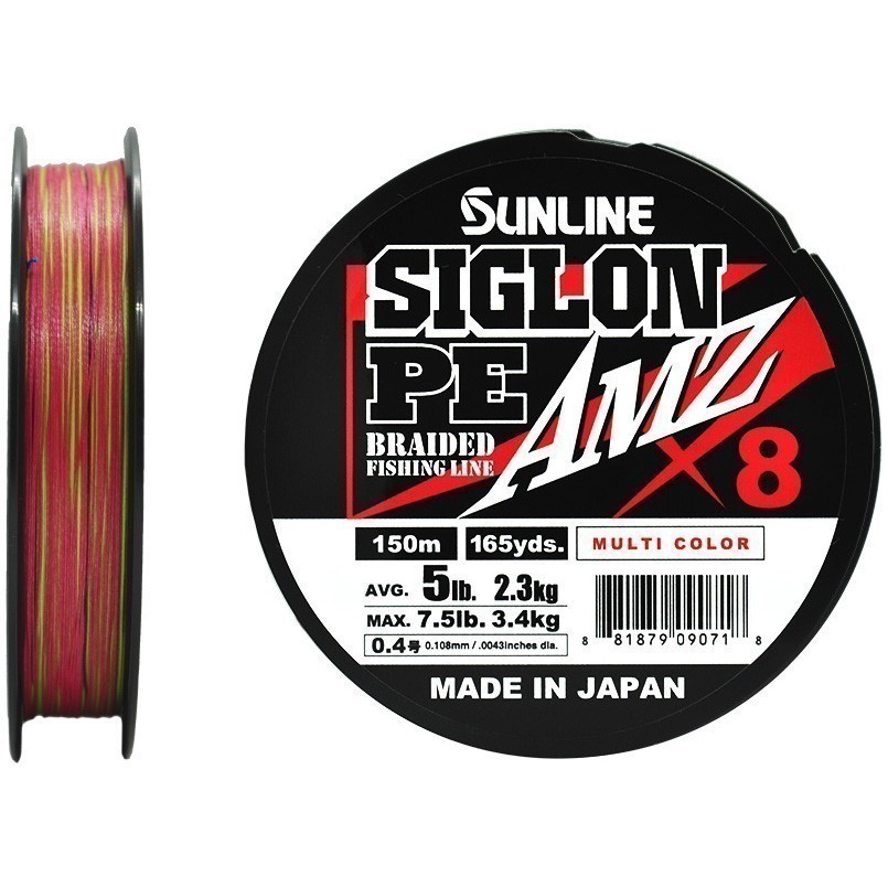 Плетеный шнур Sunline Siglon PE X8 AMZ 150 м  PE # 0,4 Multi Color 0,108 мм — характеристики,
	                                    особенности конструкции