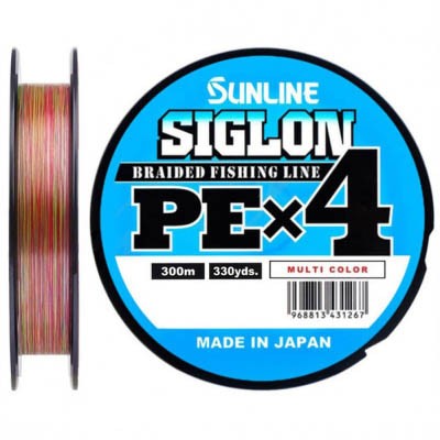Плетеный шнур Sunline Siglon PE X4 300 м  PE # 3 Multicolor 0,296 мм — характеристики,
	                                    особенности конструкции