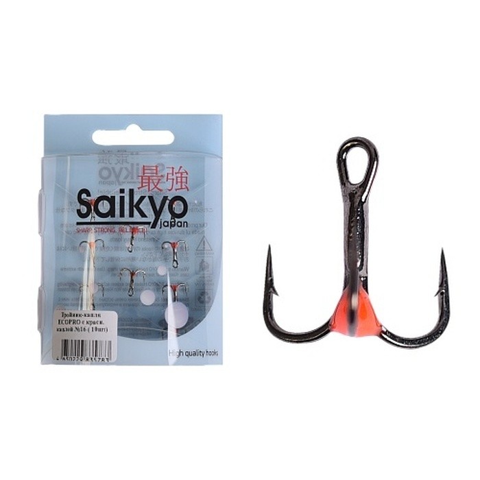 Крючок Тройной Ecopro Saikyo С красной каплей №16 10 шт    EP-TKKA10-16 — характеристики,  особенности конструкции