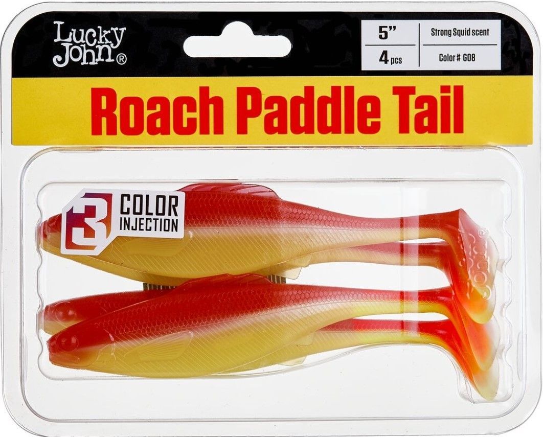 Силиконовая приманка Lucky John Roach Paddle Tail 5.0in 127 мм 4 шт G08 Pro Series  140181-G08 — крупный план
	                                    2