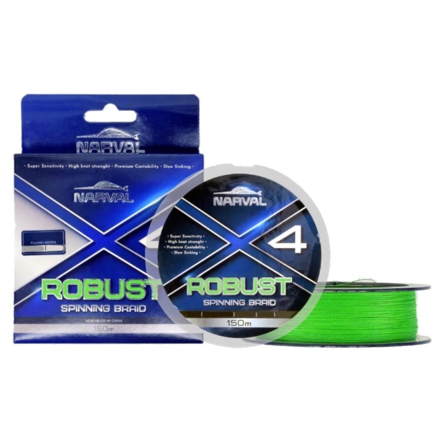 Плетеный шнур Narval Robust X4 PE 150 м  PE # 1,5 Fluoro green 0,205 мм   NVLRBS150G1.5 — крупный план
	                                    1