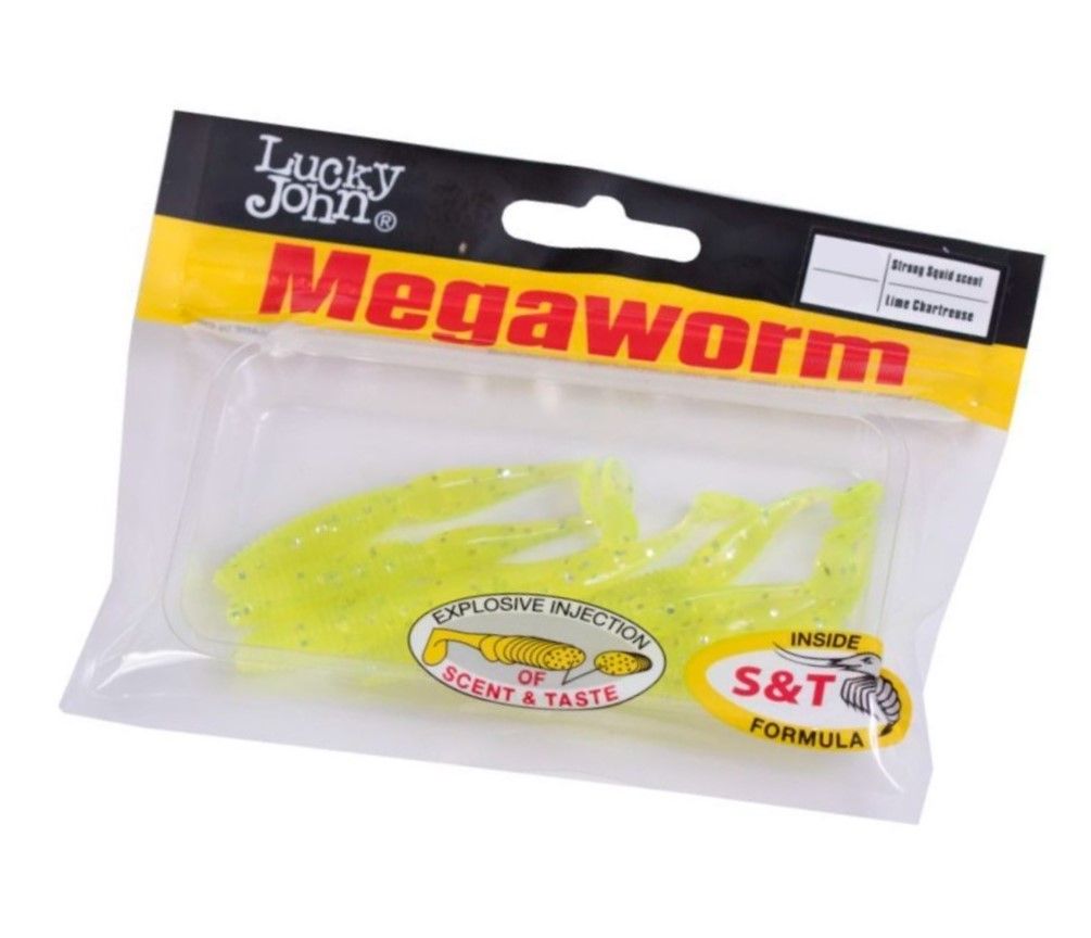 Силиконовая приманка Lucky John MegaWorm 2.5in 63 мм 8 шт 071 Pro Series  140189-071 — крупный план
	                                    2
