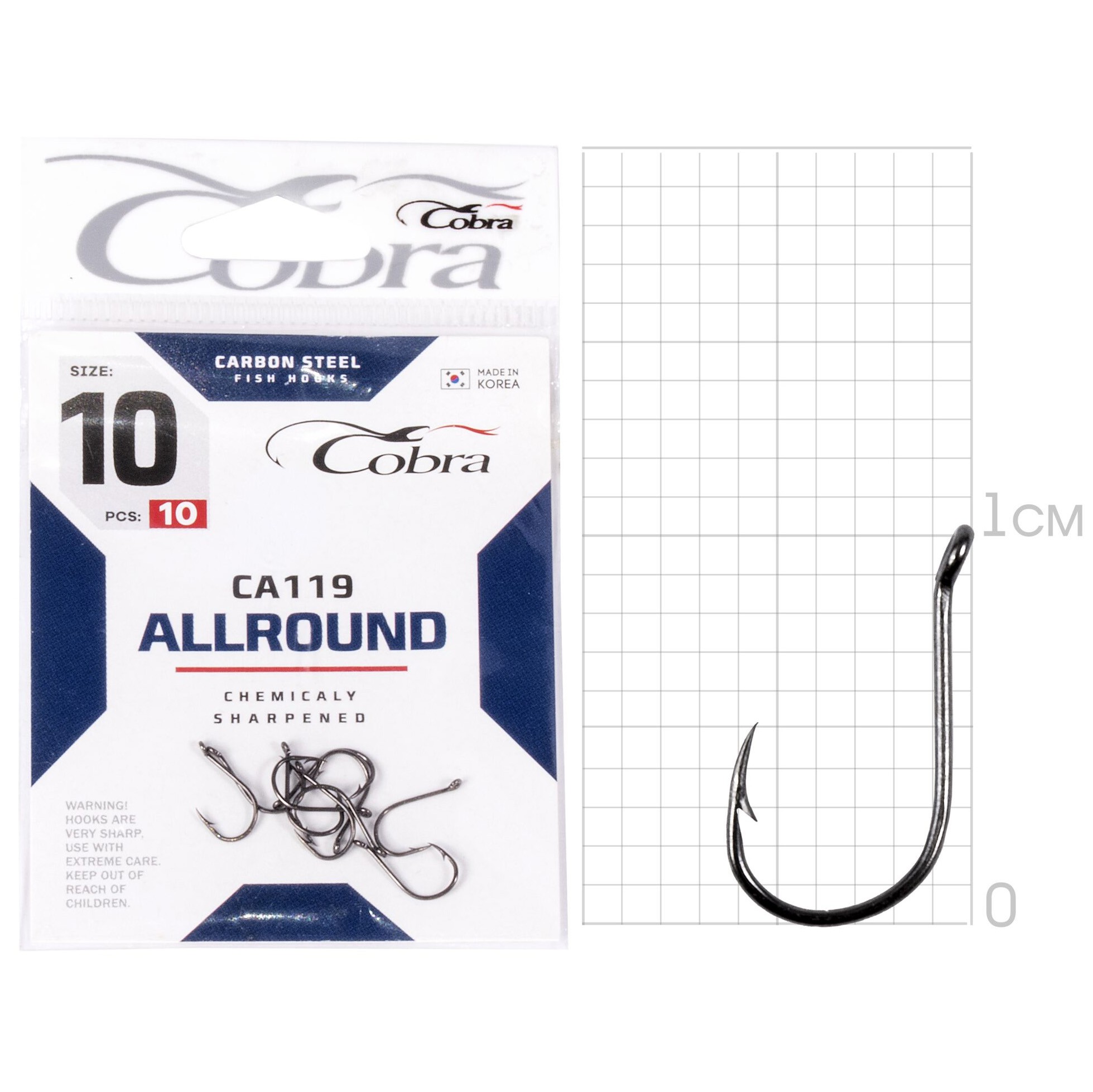 Крючок Одинарный Cobra Allround Hinnu CA119 №10 10 шт    CA119-010 — крупный план
	                                    1