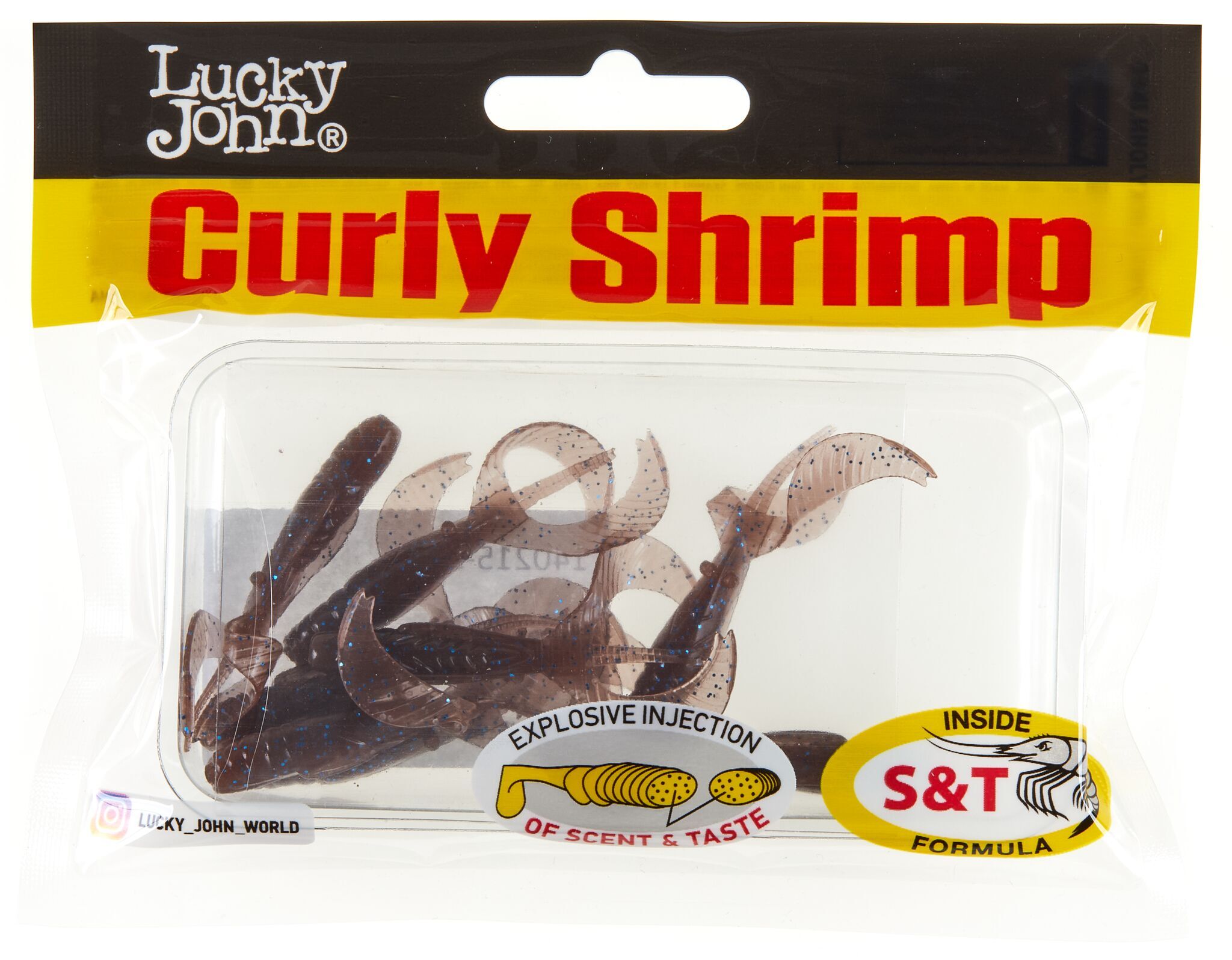Силиконовая приманка Lucky John Curly Shrimp 2.0in 50 мм 10 шт S19 Pro Series  140215-S19 — крупный план
	                                    1