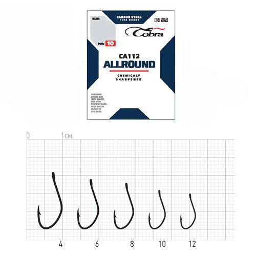 Крючок Одинарный Cobra Allround AJI CA112 №4 10 шт    CA112-004 — крупный план
	                                    2