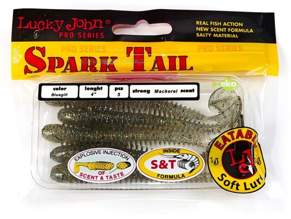 Силиконовая приманка Lucky John Spark Tail 4.0in 101 мм 5 шт S08 Pro Series  140168-S08 — крупный план
	                                    2