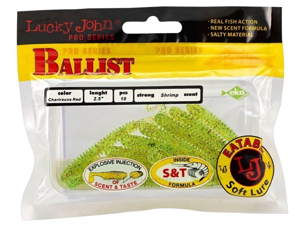 Силиконовая приманка Lucky John Ballist 2.5in 63 мм 10 шт S15 Pro Series  140101-S15 — крупный план
	                                    2