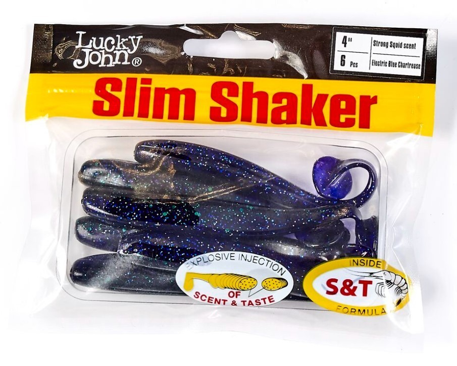 Силиконовая приманка Lucky John Slim Shaker 4in 100 мм 6 шт T52 Pro Series  140183-T52 — крупный план
	                                    2