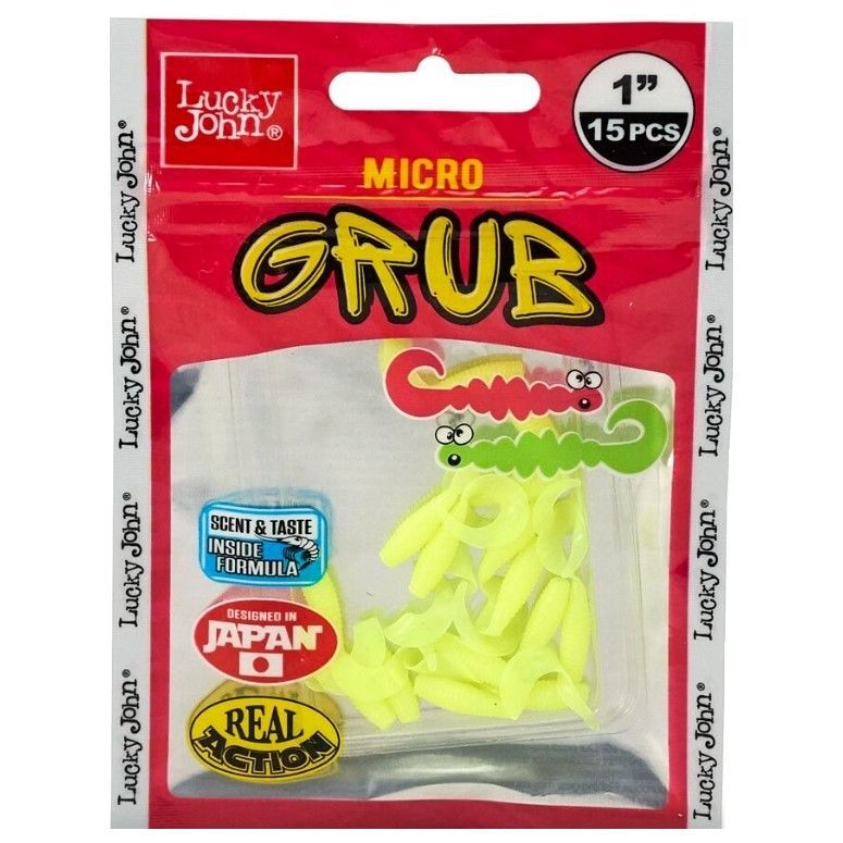 Силиконовая приманка Lucky John Micro Grub 1.0in 25 мм 15 шт S88 Pro Series  140159-S88 — крупный план
	                                    1
