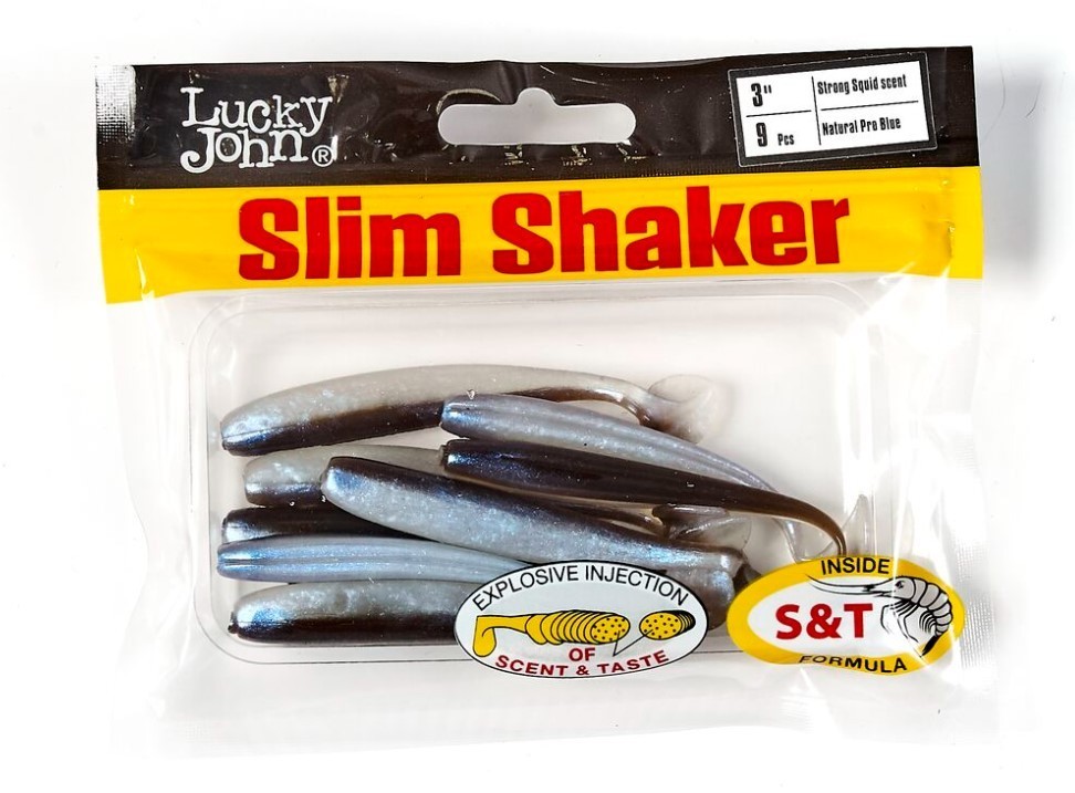 Силиконовая приманка Lucky John Slim Shaker 3in 76 мм 9 шт T46 Pro Series  140182-T46 — крупный план
	                                    2