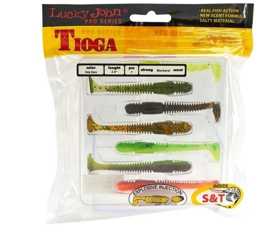Силиконовая приманка Lucky John Tioga 2.9in 75 мм 7 шт MIX2 Pro Series  140103-MIX2 — крупный план
	                                    1
