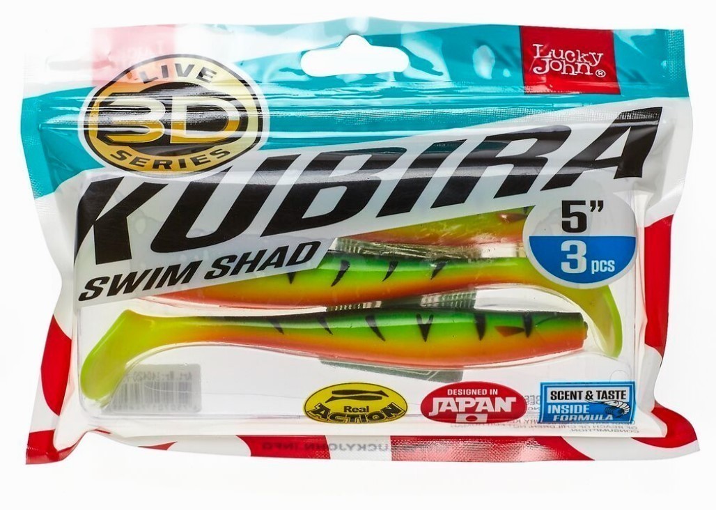 Силиконовая приманка Lucky John Kubira Swim Shad 5.0in 125 мм 3 шт PG13 3D Series  140420-PG13 — крупный план
	                                    2