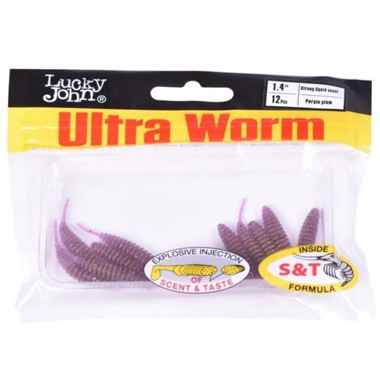 Силиконовая приманка Lucky John Trick Ultraworm 1.4in 35 мм 12 шт S13 Pro Series  140192-S13 — крупный план
	                                    2