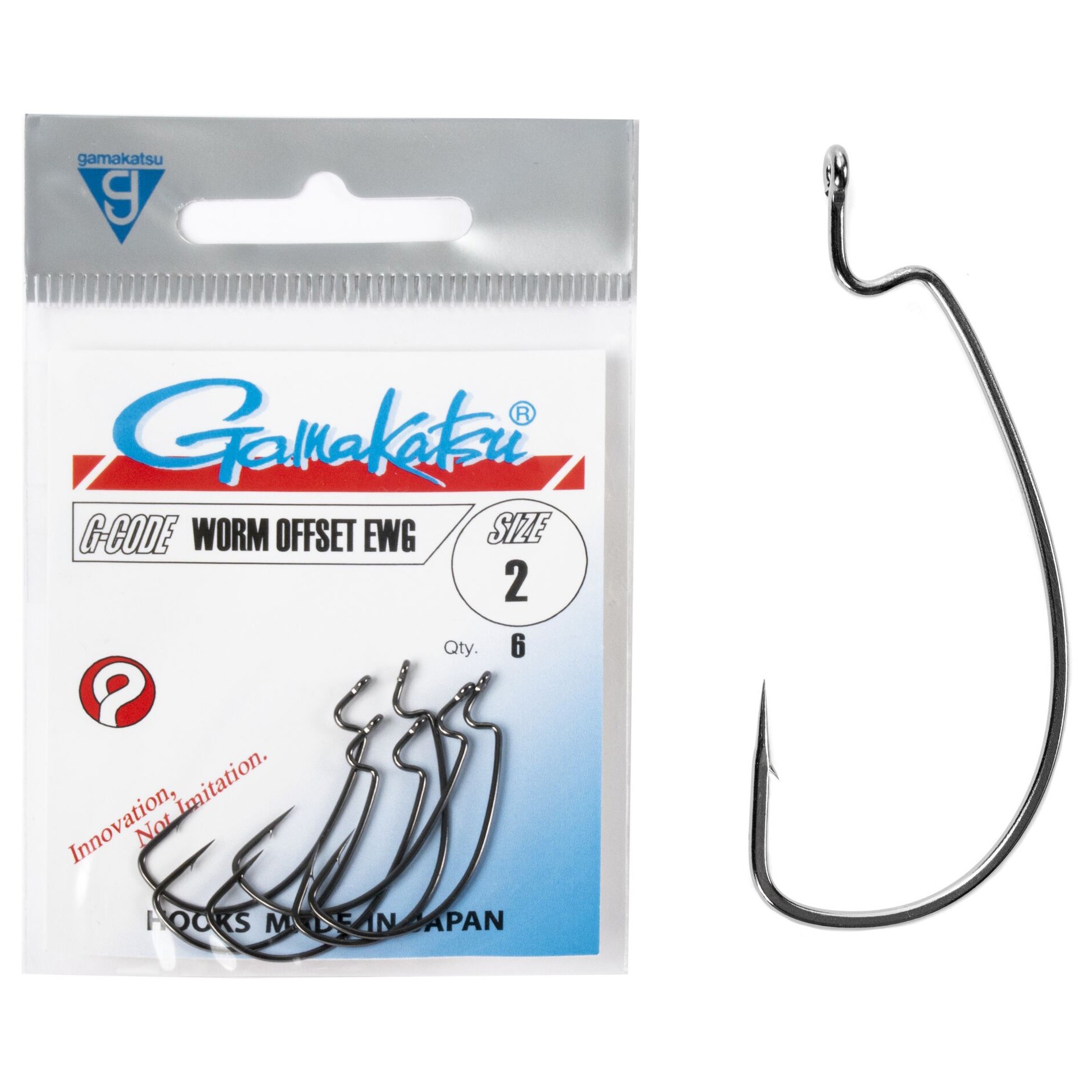 Крючок Офсетный Gamakatsu Worm Offset EWG Hooks Black №2 6 шт    146842-002 — крупный план
	                                    1