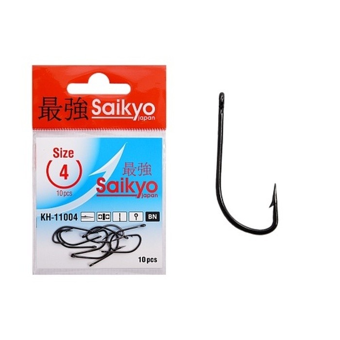 Крючок Одинарный Saikyo KH-11004 Crystal №4 10 шт BN   KH-11004BN4-10 — характеристики,  особенности конструкции