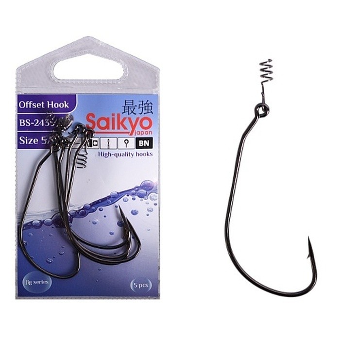 Крючок Офсетный Saikyo BS-2435 №5/0 5 шт BN   BS-2435BN5/0-5 — характеристики,  особенности конструкции
