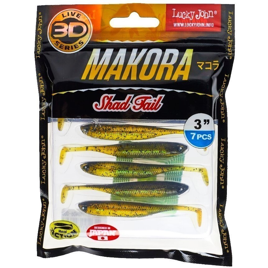 Силиконовая приманка Lucky John Makora Shad Tail 3.0in 76 мм 7 шт 005 3D Series  140406-005 — крупный план
	                                    2