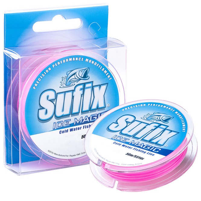 Леска монофильная Sufix Ice Magic 50 м 0,155 мм Бело-розовая   SIM155PI50 — характеристики,
	                                    особенности конструкции