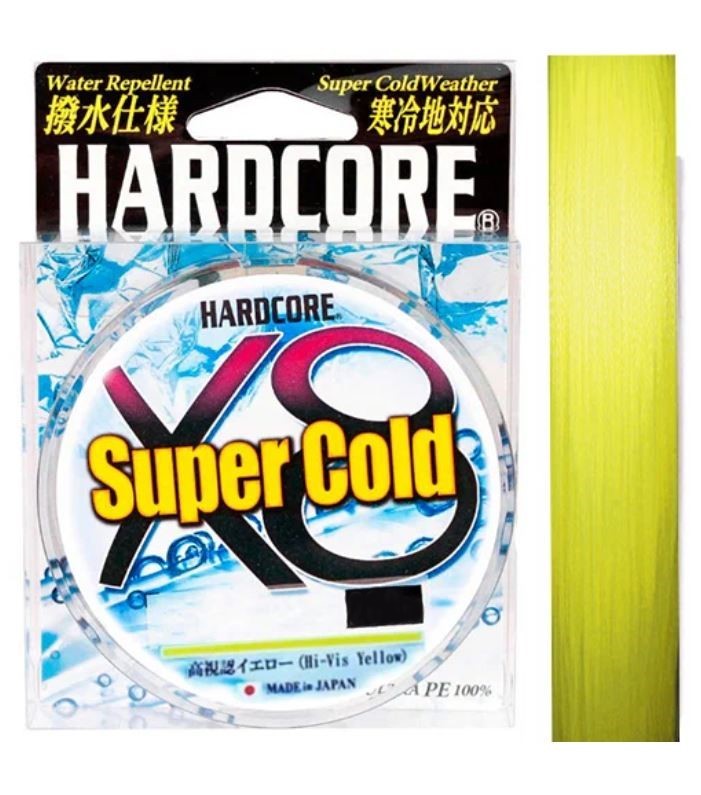 Плетеный шнур Duel PE Hardcore Super Cold X8 150 м  PE # 1,5 Hi-Vis Yellow 0,21 мм   H4477-Y — характеристики,  особенности конструкции