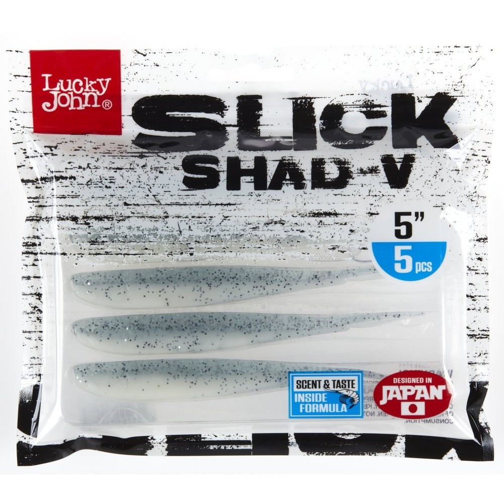 Силиконовая приманка Lucky John Slick Shad-V 5.0in 127 мм 5 шт 017 3D Series  140423-017 — крупный план
	                                    2