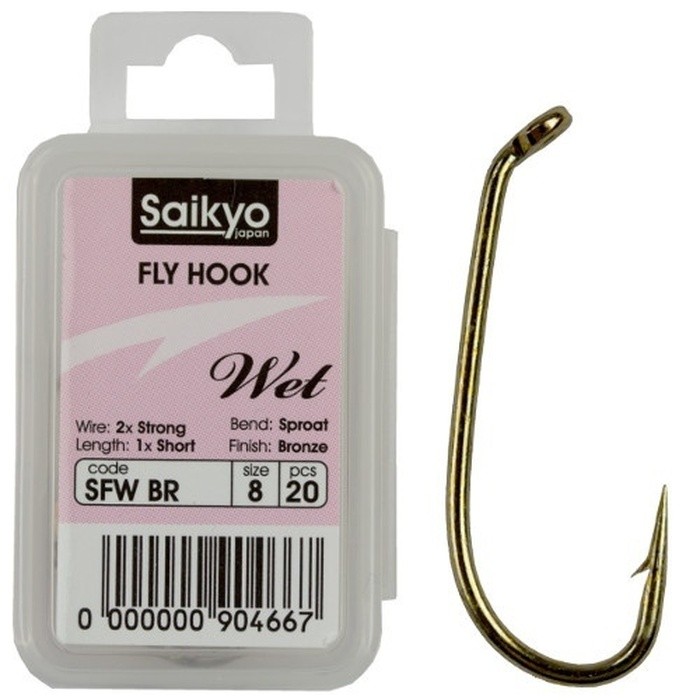 Крючок Одинарный Saikyo KH-72480 SFW Wet BR №8 20 шт BR   72480SFWBR8-20 — характеристики,  особенности конструкции