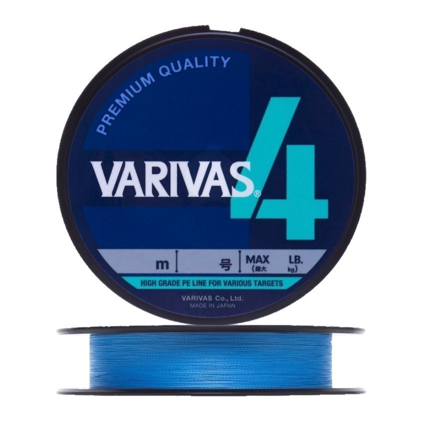 Плетеный шнур Varivas X4 150 м  PE # 1,2 Water Blue  0,185 мм — характеристики,  особенности конструкции