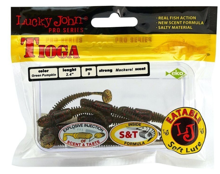 Силиконовая приманка Lucky John Tioga 2.4in 62 мм 9 шт PA03 Pro Series  140119-PA03 — крупный план
	                                    2
