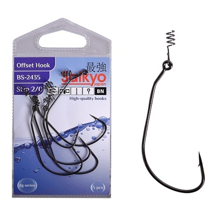 Крючок Офсетный Saikyo BS-2435 №2/0 5 шт BN   BS-2435BN2/0-5 — характеристики,  особенности конструкции