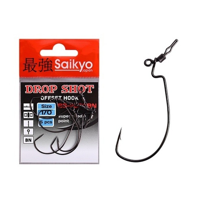 Крючок Офсетный Saikyo BS-2330 Drop Shot №1/0 5 шт BN   BS-2330BN1/0-5 — характеристики,  особенности конструкции
