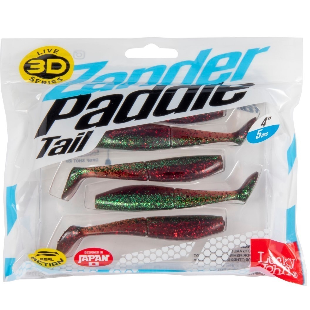 Силиконовая приманка Lucky John Zander Paddle Tail 4.0in 100 мм 5 шт Z14 3D Series  140429-Z14 — крупный план
	                                    2