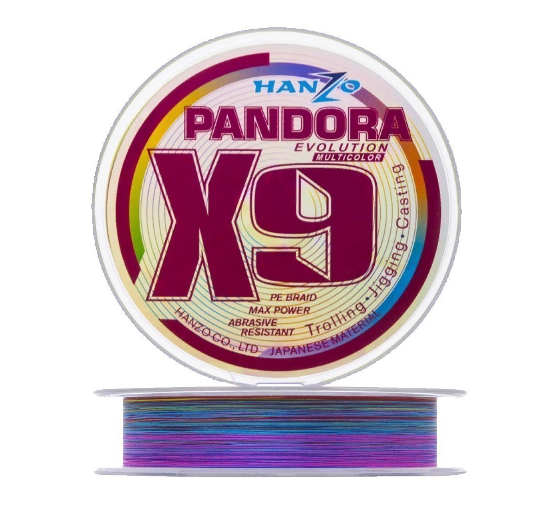 Плетеный шнур Hanzo Pandora Evolution X9 150 м  PE # 0,8 Multicolor 0,15 мм   HanPEV-M/0.8 — характеристики,
	                                    особенности конструкции