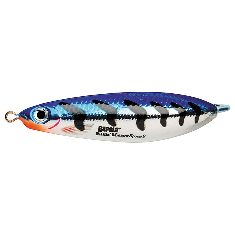 Колеблющаяся Блесна Rapala Rattlin' Minnow Spoon 08 16 гр 80 мм MBT   RMSR08-MBT — характеристики,  особенности конструкции