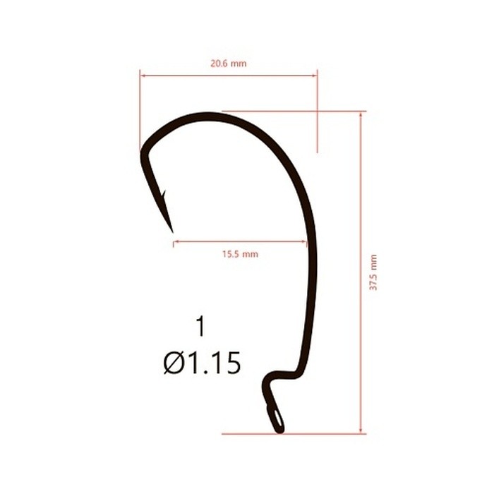 Крючок Офсетный Saikyo  BS-2317 №1 10 шт BN   BS-2317BN1-10 — крупный план
	                                    2
