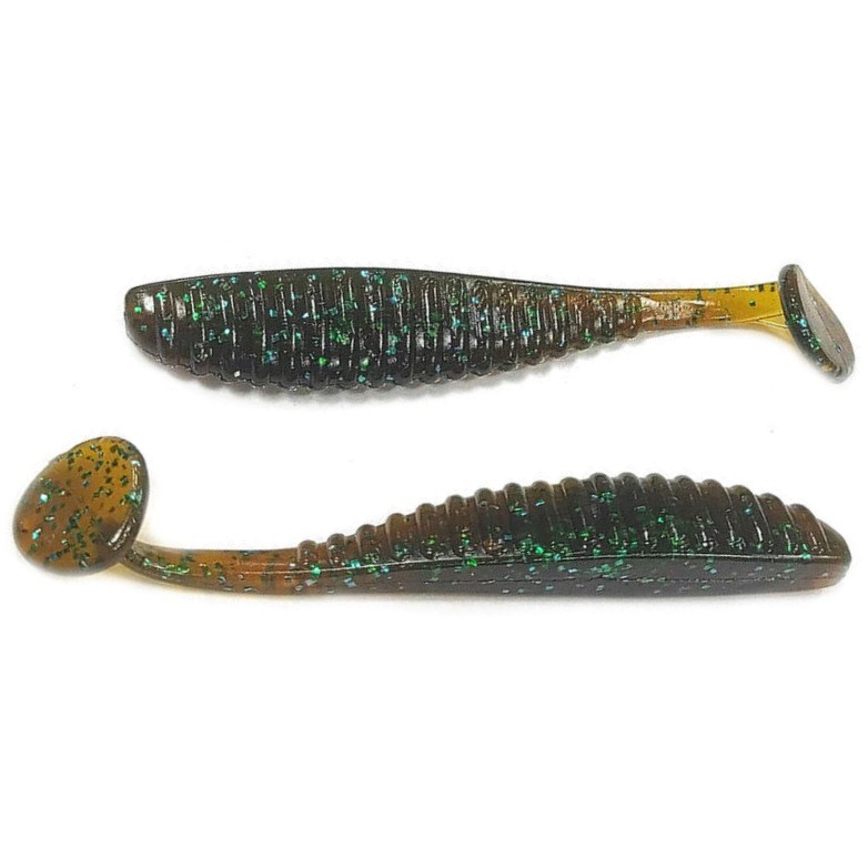 Силиконовая приманка Reins S Cape Shad 4.8 129 мм 4 шт 565-Motor Oil Green Flake   SCS4.8-565 — характеристики,  особенности конструкции