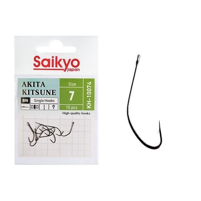 Крючок Одинарный Saikyo KH-10074 Akita Kitsune №7 10 шт BN   KH-10074BN7-10 — характеристики,  особенности конструкции