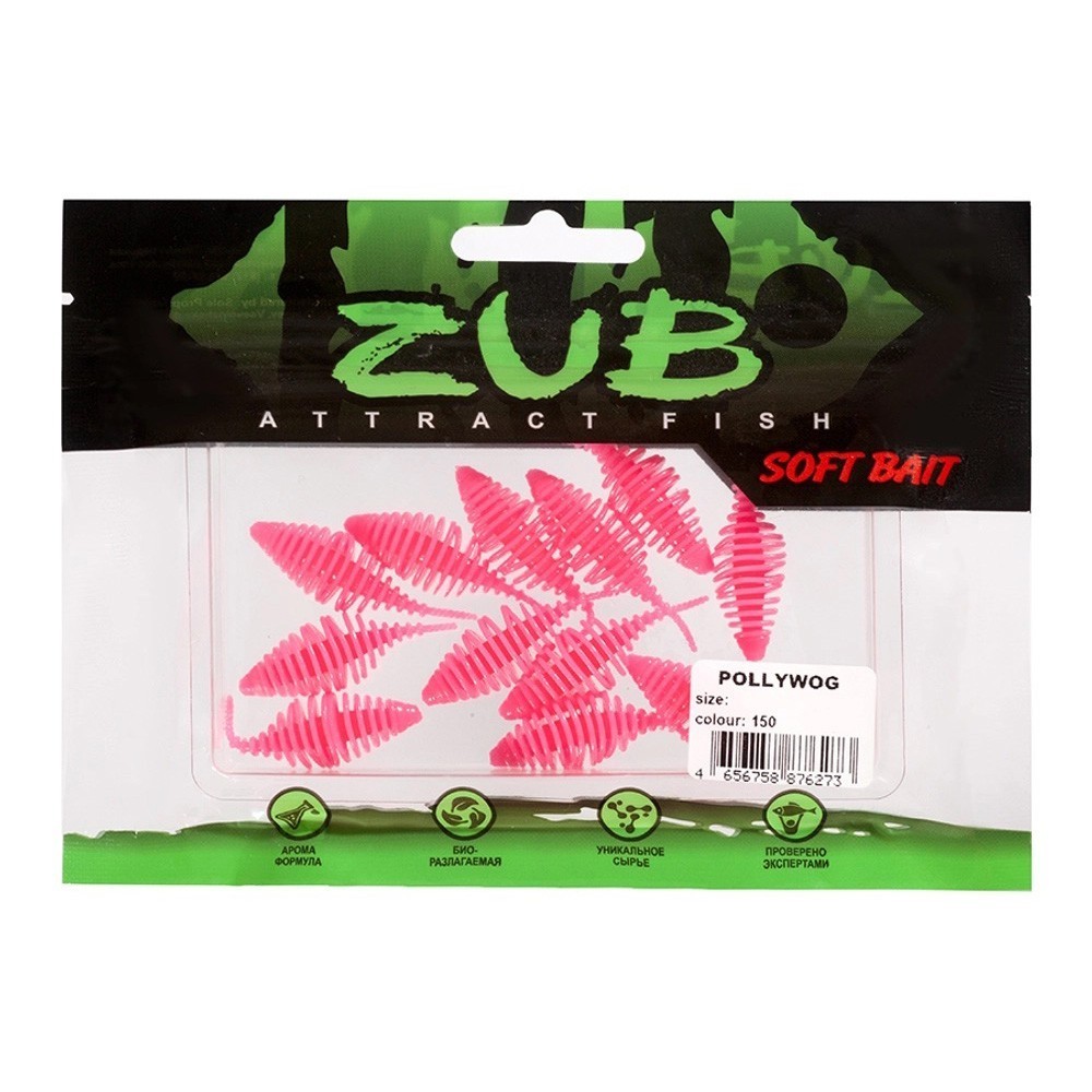 Силиконовая приманка ZUB Pollywog 40 мм 12 шт 150 розовый   LVR021 — крупный план
	                                    2