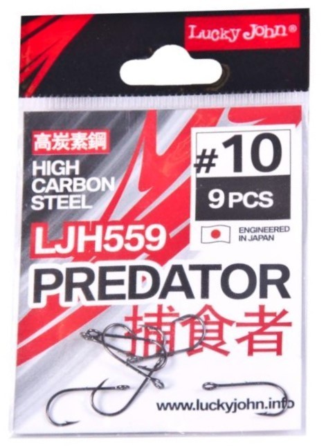 Крючок Одинарный Lucky John Predator LJH559 №10 9 шт BN   LJH559-010 — крупный план
	                                    2