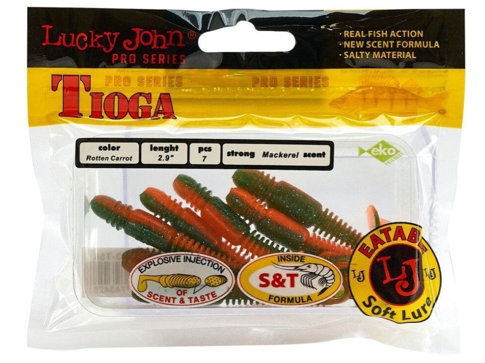Силиконовая приманка Lucky John Tioga 2.9in 75 мм 7 шт T56 Pro Series  140103-T56 — крупный план
	                                    2