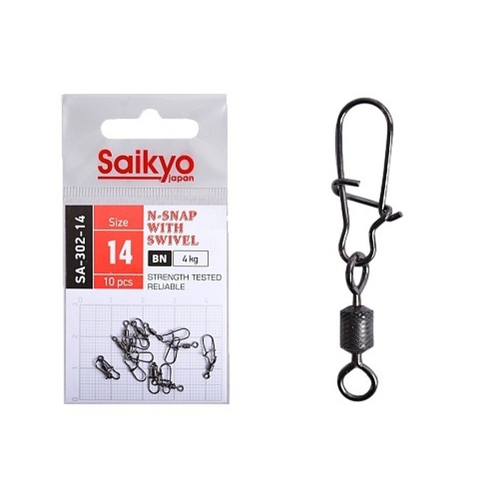 Вертлюг с застежкой Saikyo SA-302 №14 10 шт BN   SA-302-14 — характеристики,  особенности конструкции