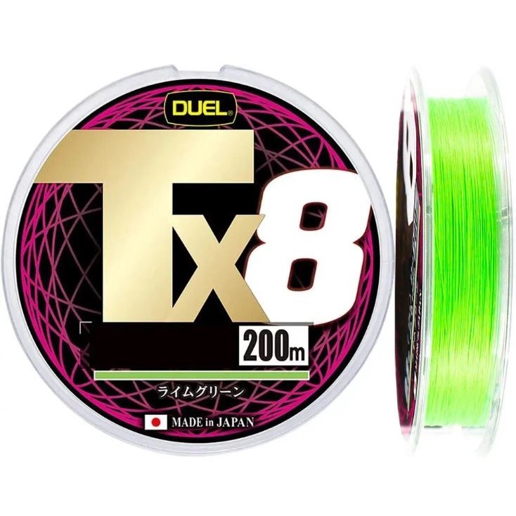 Плетеный шнур Duel  200 м  PE # 1,2 Lime Green 0,19 мм   H4335-LG — характеристики,  особенности конструкции