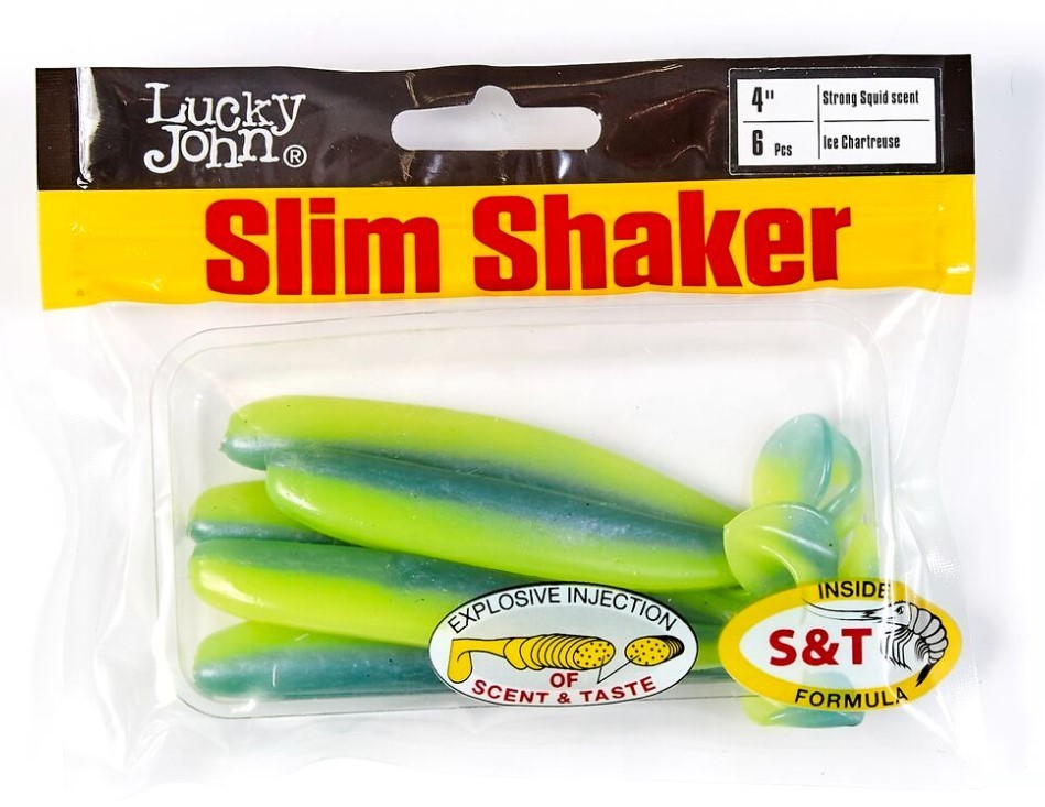 Силиконовая приманка Lucky John Slim Shaker 4in 100 мм 6 шт T57 Pro Series  140183-T57 — крупный план
	                                    2